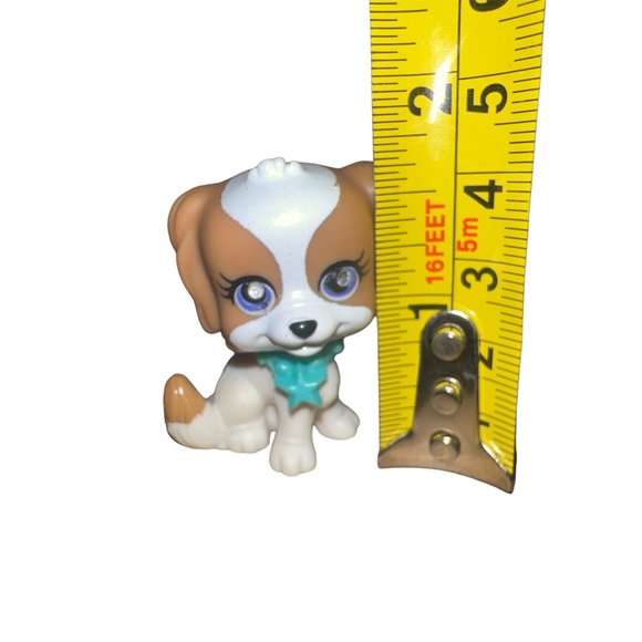 Polly Pocket Sparkling Pets Puppy Dog White Brown Toy Blue Collar Rhinestone 56 - Picture 2 of 6